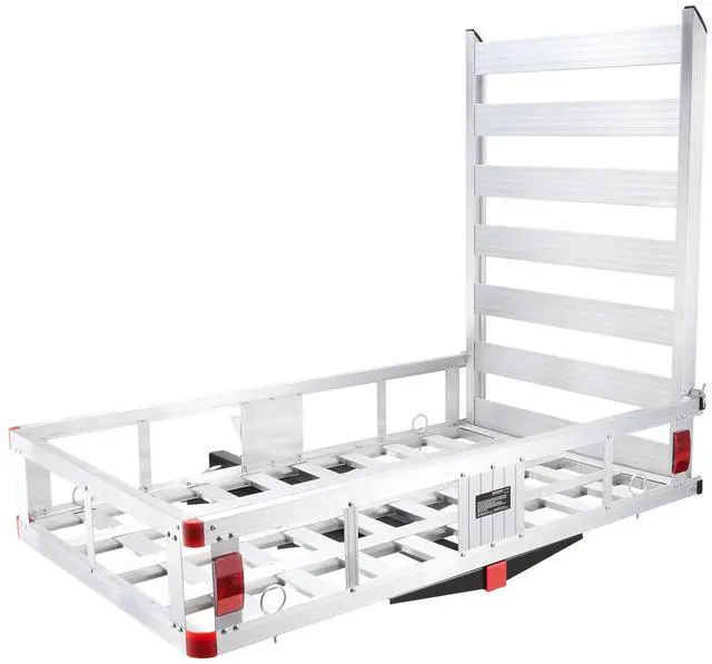 Alt view image 9 of 15 - VEVOR 47 x 28 x 6in Hitch Cargo Carrier, 500lb Capacity Trailer Hitch Mount Aluminum Cargo Basket with Folding Ramp, Luggage Carrier Rack Fits 2" Hitch Receiver for SUV Truck Pickup Camping