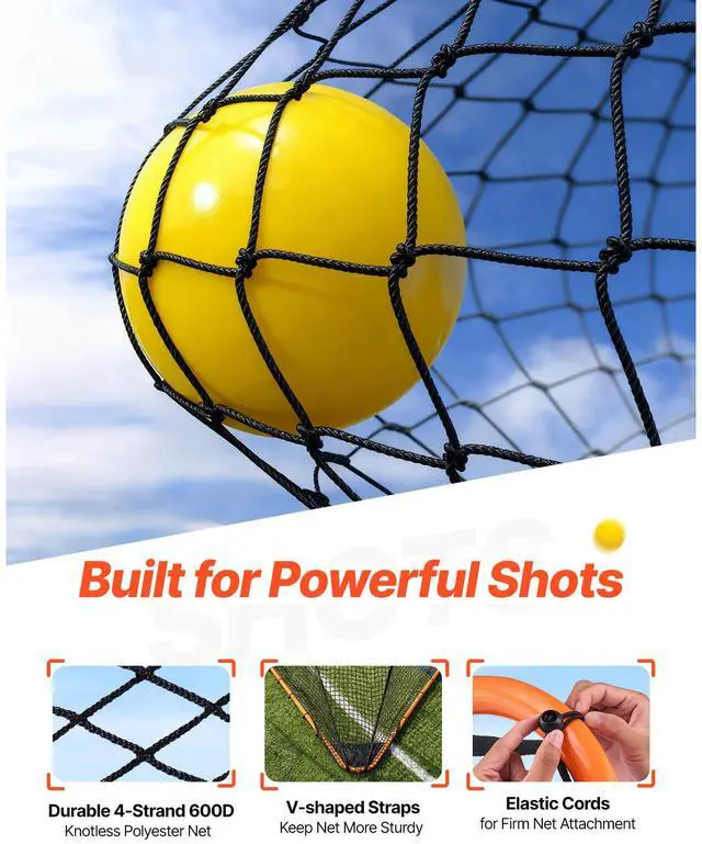 Alt view image 3 of 7 - Lacrosse Goal, 6' x 6' Lacrosse Net, Folding Portable Backyard Lacrosse Training Equipment, Steel Frame Training Net, Quick & Easy Setup Lacrosse Goal, Perfect for Youth Adult Training, Orange
