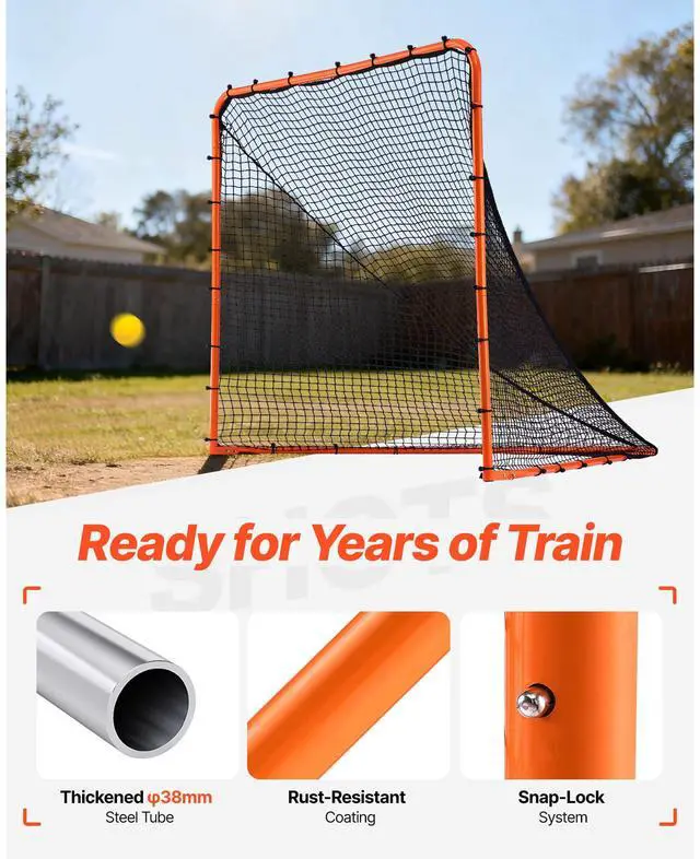 Alt view image 4 of 7 - Lacrosse Goal, 6' x 6' Lacrosse Net, Folding Portable Backyard Lacrosse Training Equipment, Steel Frame Training Net, Quick & Easy Setup Lacrosse Goal, Perfect for Youth Adult Training, Orange
