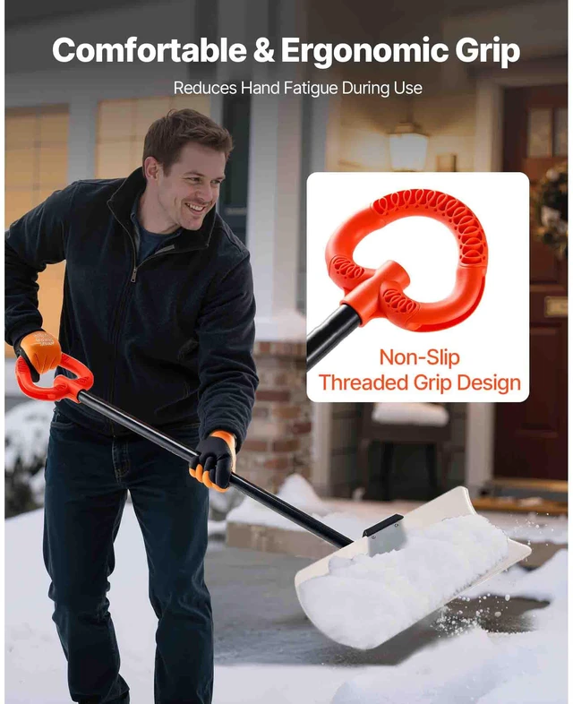 Alt view image 5 of 9 - Plastic Snow Pusher Shovel 24in Heavy Duty Snow Plow for Driveway Ergonomic Grip