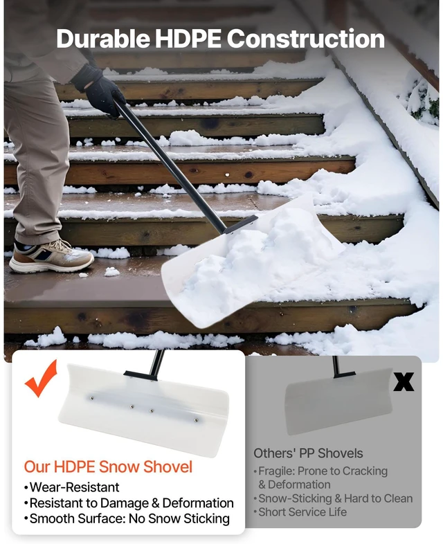 Alt view image 4 of 9 - Plastic Snow Pusher Shovel 24in Heavy Duty Snow Plow for Driveway Ergonomic Grip