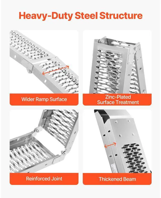 Alt view image 3 of 7 - Aluminum Ramps, 1000 lbs, 2Pcs Heavy-duty Ramps with Wider Ramp Surface, Universal Stable Loading Ramp with Handles, Fit for ATV, UTV, Motorcycle, Electric Bicycle, etc.