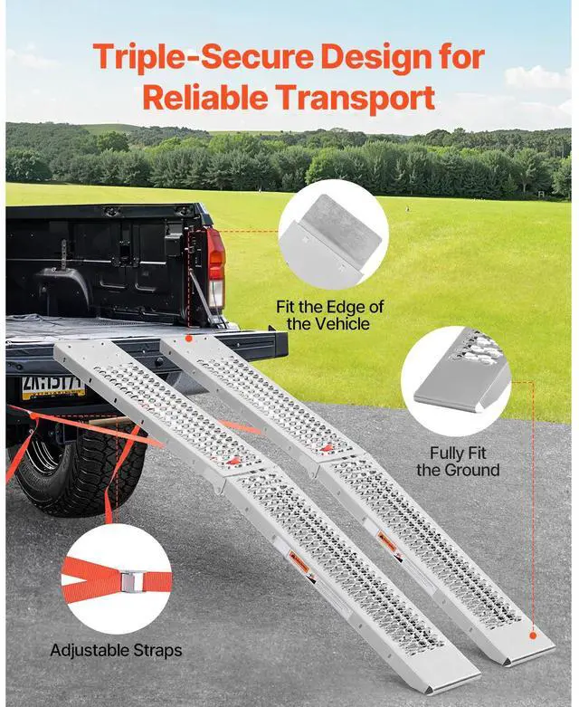 Alt view image 4 of 7 - Aluminum Ramps, 1000 lbs, 2Pcs Heavy-duty Ramps with Wider Ramp Surface, Universal Stable Loading Ramp with Handles, Fit for ATV, UTV, Motorcycle, Electric Bicycle, etc.