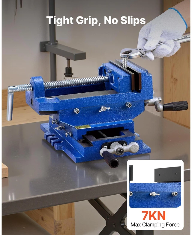 Alt view image 2 of 8 - Cross Slide Drill Press Vise, 6 Inch Jaw Width, 2 Way X-Y Axis Bench Vise, 5.7 Inch Max Jaw Opening, Heavy Duty Cast Iron, Workbench Vice Clamp, for Woodworking Drilling CNC Milling Machine
