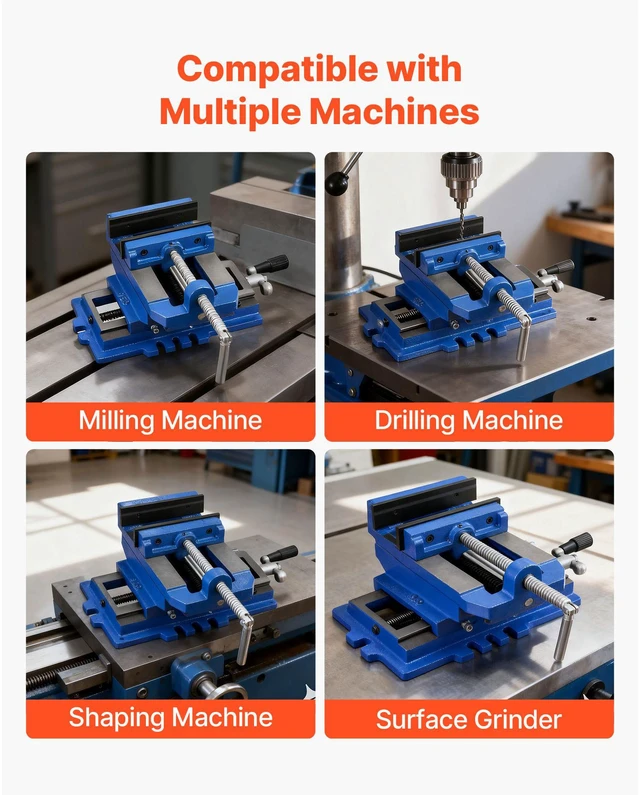 Alt view image 6 of 8 - Cross Slide Drill Press Vise, 6 Inch Jaw Width, 2 Way X-Y Axis Bench Vise, 5.7 Inch Max Jaw Opening, Heavy Duty Cast Iron, Workbench Vice Clamp, for Woodworking Drilling CNC Milling Machine