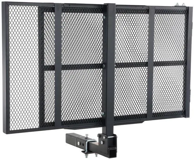 Main image of Hitch Mount Cargo Carrier, 45.3" x 25.6" Iron Hitch Cargo Rack with Folding Ramp, Hitch Rack Basket with Stabilizer and Straps, 500LBS Mobility Scooter Carrier Fit 2" Hitch Receiver