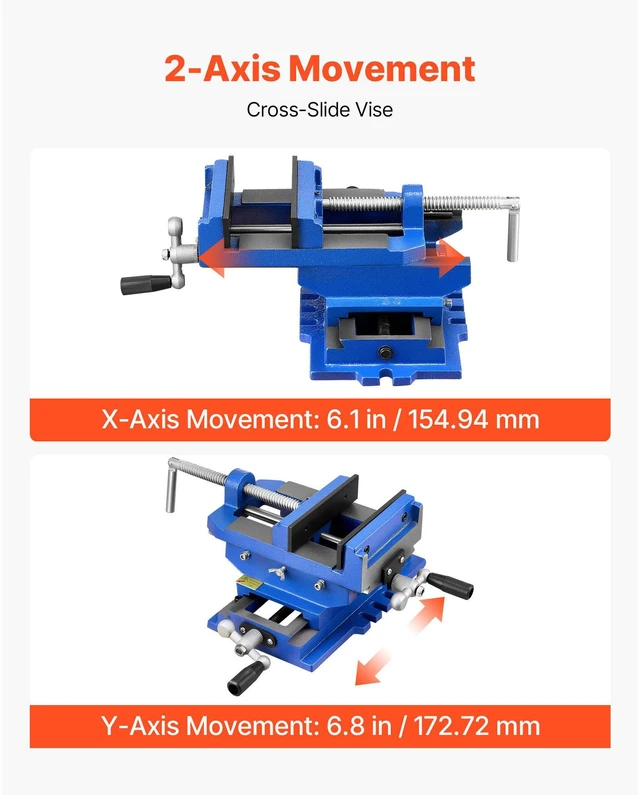 Alt view image 4 of 8 - Cross Slide Drill Press Vise, 6 Inch Jaw Width, 2 Way X-Y Axis Bench Vise, 5.7 Inch Max Jaw Opening, Heavy Duty Cast Iron, Workbench Vice Clamp, for Woodworking Drilling CNC Milling Machine