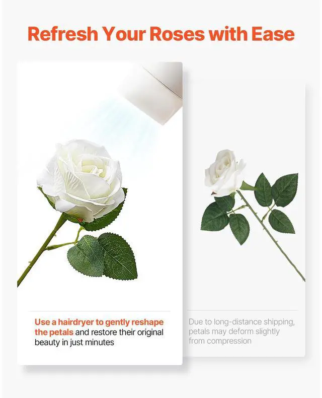 Alt view image 5 of 7 - Artificial Flowers, 120 pcs Real Looking White Foam Fake Roses Bulk, White Faux Bridal Shower with Stems for DIY Wedding Bouquets, Home Centerpieces Arrangements, Party Tables Decorations