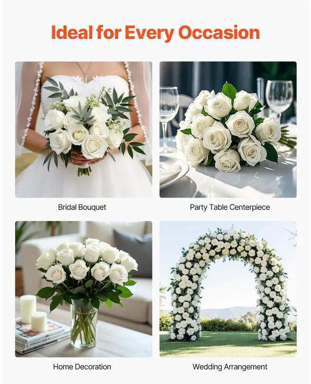 Alt view image 6 of 7 - Artificial Flowers, 120 pcs Real Looking White Foam Fake Roses Bulk, White Faux Bridal Shower with Stems for DIY Wedding Bouquets, Home Centerpieces Arrangements, Party Tables Decorations
