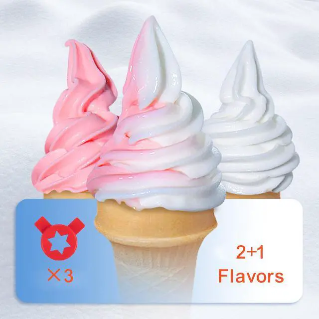Alt view image 4 of 7 - Commercial Ice Cream Maker, 22-30L/H Yield, 2350W Countertop Soft Serve Machine with 2x6L Hopper 2L Cylinder LCD Panel Puffing Shortage Alarm, Frozen Yogurt Maker for Restaurant Snack Bar, Silve