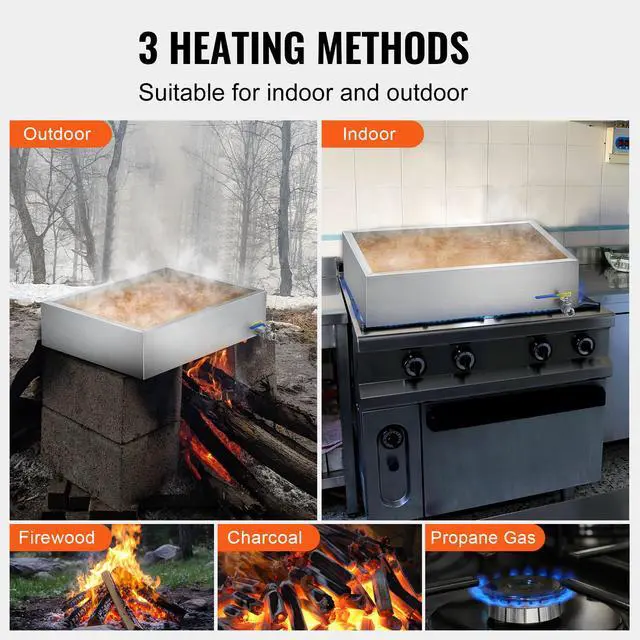 Alt view image 5 of 7 - VEVOR Maple Syrup Evaporator Pan, 11.2 Gallon, 162 Cups of 8.8oz Maple Syrup, Flat Evaporator Pan with 1 Valve and 3 Heating Methods, 304 Stainless Steel Maple Syrup Pan for Home, Outdoor
