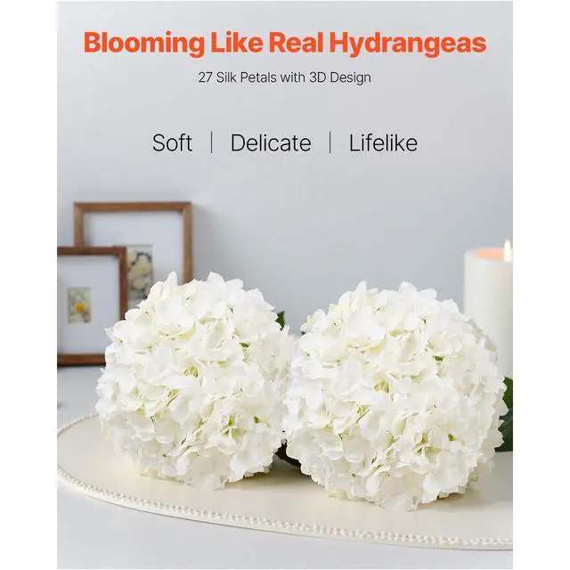 Alt view image 2 of 7 - Artificial Flowers, 205 pcs Real Looking White Silk Fake Hydrangea Bulk, White Faux Bridal Shower with Stems for DIY Wedding Bouquets, Home Centerpieces Arrangements, Party Tables Decorations