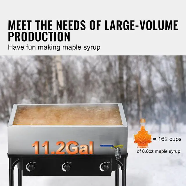 Alt view image 2 of 7 - VEVOR Maple Syrup Evaporator Pan, 11.2 Gallon, 162 Cups of 8.8oz Maple Syrup, Flat Evaporator Pan with 1 Valve and 3 Heating Methods, 304 Stainless Steel Maple Syrup Pan for Home, Outdoor