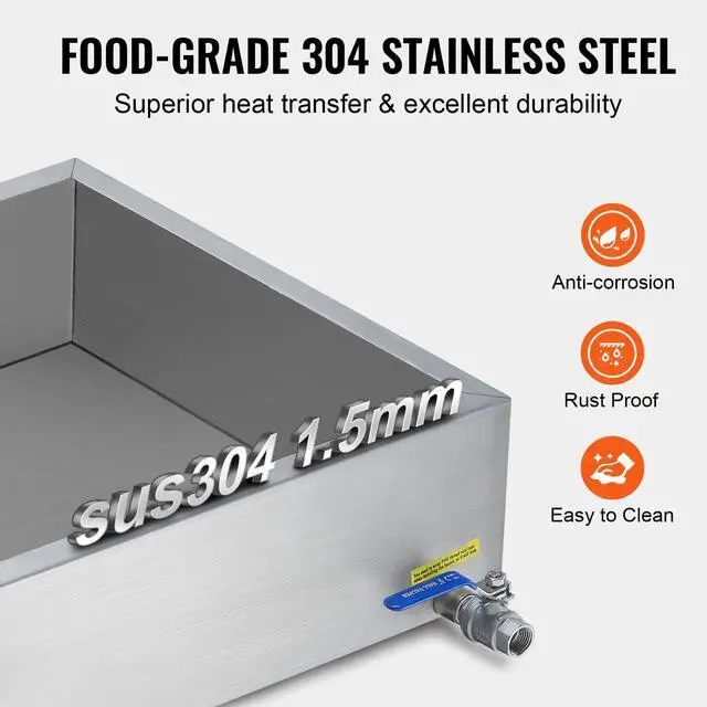 Alt view image 3 of 7 - VEVOR Maple Syrup Evaporator Pan, 11.2 Gallon, 162 Cups of 8.8oz Maple Syrup, Flat Evaporator Pan with 1 Valve and 3 Heating Methods, 304 Stainless Steel Maple Syrup Pan for Home, Outdoor