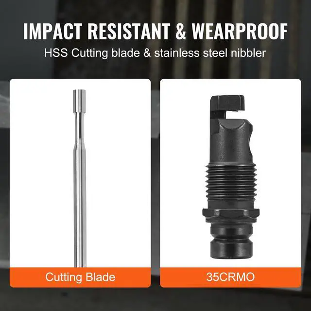 Alt view image 6 of 7 - Double Head Sheet Metal Nibbler Cutter, 360 Degree Metal Nibbler Drill Attachment with Extra Punch and Die, Cutting Hole Accessory and Step Drill Bit, for Straight Curve and Circle Cutting