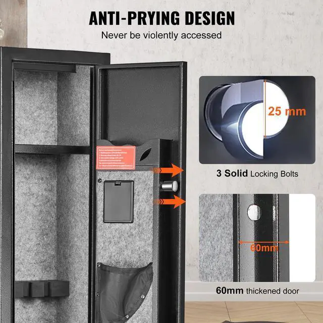 Alt view image 5 of 7 - 2 Rifles Gun Safe, Rifle Safe with Lock & Digital Keypad, Quick Access Gun Storage Cabinet with Removable Shelf, Pistol Rack, Rifle Cabinet for Home Rifle and Pistols