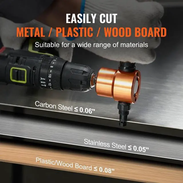 Alt view image 3 of 7 - Double Head Sheet Metal Nibbler Cutter, 360 Degree Metal Nibbler Drill Attachment with Extra Punch and Die, Cutting Hole Accessory and Step Drill Bit, for Straight Curve and Circle Cutting