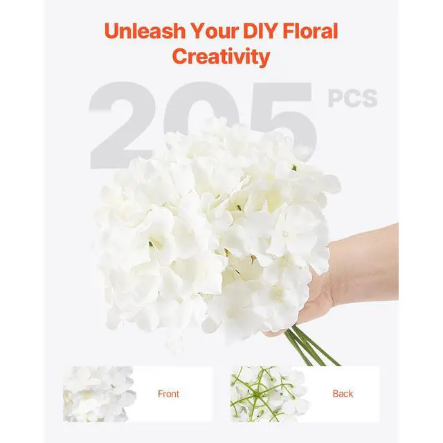 Alt view image 4 of 7 - Artificial Flowers, 205 pcs Real Looking White Silk Fake Hydrangea Bulk, White Faux Bridal Shower with Stems for DIY Wedding Bouquets, Home Centerpieces Arrangements, Party Tables Decorations
