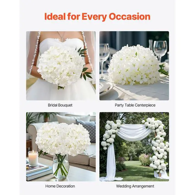Alt view image 6 of 7 - Artificial Flowers, 205 pcs Real Looking White Silk Fake Hydrangea Bulk, White Faux Bridal Shower with Stems for DIY Wedding Bouquets, Home Centerpieces Arrangements, Party Tables Decorations