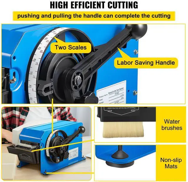 Alt view image 7 of 10 - VEVOR Water-Activated Tape Dispenser, Maximum 39.4" x 3.94" Tape, Adjustable Length, Width & Water Level, Manual Tape Dispenser w/ Water Brush, Carton Packaging for Express Box, Gift Box
