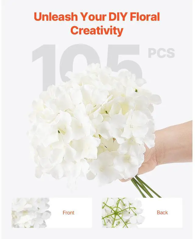 Alt view image 4 of 7 - Artificial Flowers, 105 pcs Real Looking White Silk Fake Hydrangea Bulk, White Faux Bridal Shower with Stems for DIY Wedding Bouquets, Home Centerpieces Arrangements, Party Tables Decorations