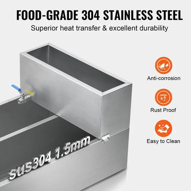 Alt view image 3 of 7 - Maple Syrup Evaporator Pan, 47 Gallon, 683 Cups of 8.8oz Maple Syrup, Flat Evaporator Pan with Thermometer, 2 Valves and 3 Heating Methods, 304 Stainless Steel Maple Syrup Pan for Home, Outdoor