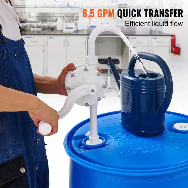 Alt view image 2 of 7 - Drum Pump, 6.5 GPM Flow, Rotary Barrel Pump Hand Crank, Fits 5 to 55 Gallon Drums with 3-Section Suction Tube Assembly and Hose, Designed for Fast Transfer of Water, Alcohol, Corrosive Liquids