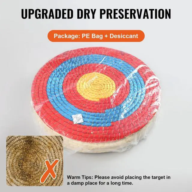 Alt view image 6 of 7 - Archery Target, 5 Layers 20" Arrow Target, Traditional Solid Straw Round Archery Target Shooting Bow, Hand-Made Arrows Target, Coloured Rope Target for Backyard Outdoor Hunting Shooting Practice