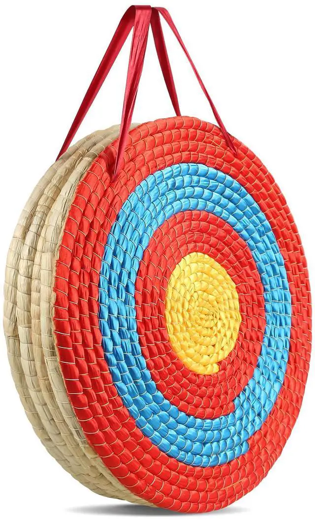Main image of Archery Target, 5 Layers 20" Arrow Target, Traditional Solid Straw Round Archery Target Shooting Bow, Hand-Made Arrows Target, Coloured Rope Target for Backyard Outdoor Hunting Shooting Practice