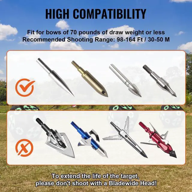 Alt view image 6 of 7 - Archery Target, 15"x15" All-side Shotting Archery Arrow Target, Outdoor Portable Archery Target with Carry Handle, Easy Arrow Removal, Great Visibility, Lightweight, Easy to Transport, Black