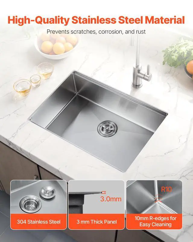Alt view image 3 of 7 - 23 inch Kitchen Sink Workstation, 304 Stainless Steel Undermount Sink, Drop-In Single Bowl Farmhouse Basin with Ledge & Multiple Accessories, Household Dishwasher Sinks for RV, Prep Kitchen, Bar