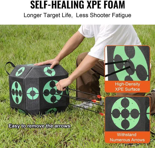 Alt view image 3 of 7 - Archery Target, 15"x15" All-side Shotting Archery Arrow Target, Outdoor Portable Archery Target with Carry Handle, Easy Arrow Removal, Great Visibility, Lightweight, Easy to Transport, Black