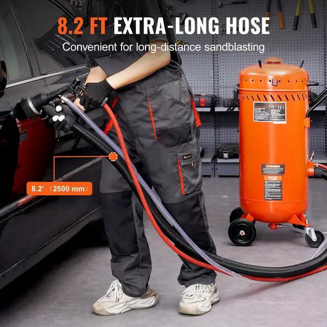 Alt view image 6 of 7 - 28 Gallon Vacuum Sand Blaster, Dustless Sandblaster with Built-in 1200W Vacuum System for Dust Control and Abrasive Recycle, 60-110 PSI Heavy Duty Abrasive Blasting Machine