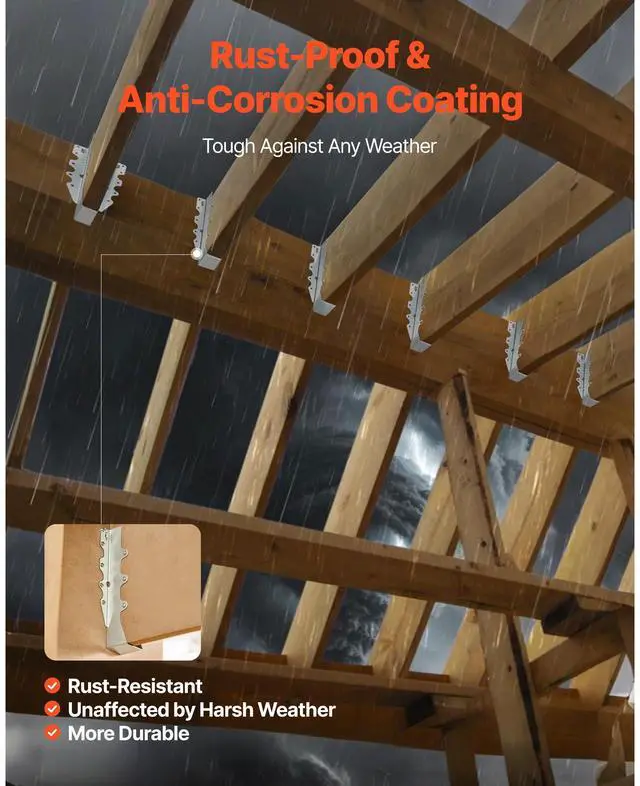 Alt view image 4 of 7 - 50 Pcs Joist Hanger, Inner Dimensions 1.57 x 1.50 x 7.83 inch / 40 x 38 x 199 mm, Rafter Hurricane Ties Joist Hangers with Rustproof Coating, Tie Brackets for Floor Deck and Ceiling Trusses
