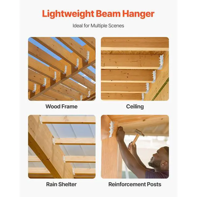 Alt view image 6 of 7 - 50 Pcs Joist Hanger, Inner Dimensions 1.57 x 1.50 x 7.83 inch / 40 x 38 x 199 mm, Rafter Hurricane Ties Joist Hangers with Rustproof Coating, Tie Brackets for Floor Deck and Ceiling Trusses