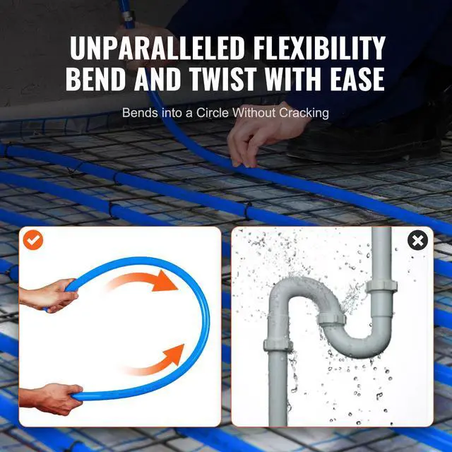 Alt view image 4 of 7 - PEX Pipe 1/2 Inch, 300 Feet Length PEX-B Flexible Pipe Tubing for Potable Water, Pex Water Lines for Hot/Cold Water & Easily Restore, Plumbing Applications with Free Cutter & Clamps ,Blue