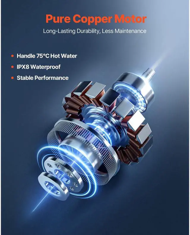 Alt view image 5 of 7 - Macerator Pump, 1200W, 48 GPM Flow, 33 ft/10 m Head, Macerator Sewerage Toilet Pump with 4 Water Inlets, Waste Water Disposal Upflush Machine for Toilet, Basement, Shower, Sink, Laundry, Bathtub