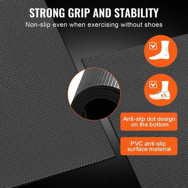 Alt view image 3 of 7 - VEVOR Exercise Mat, Non Slip High Density Premium Yoga Mat, Exercise Yoga Mat for Men & Women, Fitness & Exercise Mat with Bag & Carry Strap, for All Types of Home Yoga, Pilate & Floor Workout (7x5ft)