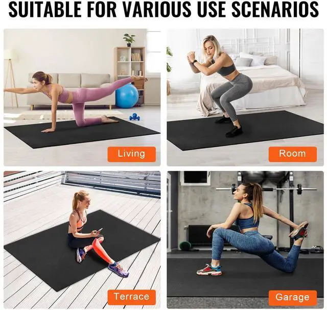 Alt view image 6 of 7 - VEVOR Exercise Mat, Non Slip High Density Premium Yoga Mat, Exercise Yoga Mat for Men & Women, Fitness & Exercise Mat with Bag & Carry Strap, for All Types of Home Yoga, Pilate & Floor Workout (7x5ft)