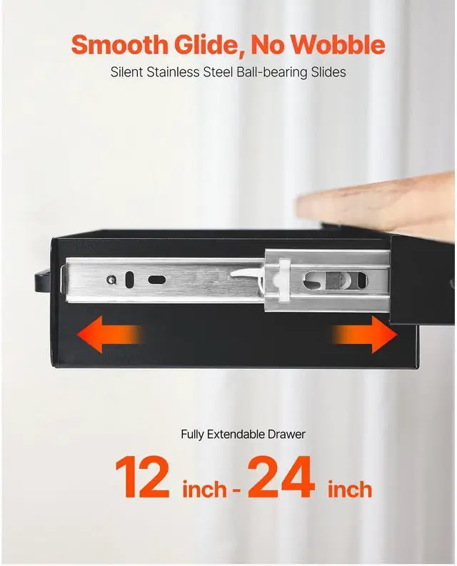 Alt view image 4 of 7 - VEVOR 13 in Under Desk Drawer Organizer Slide-out Drawer Space Saver for Home Office