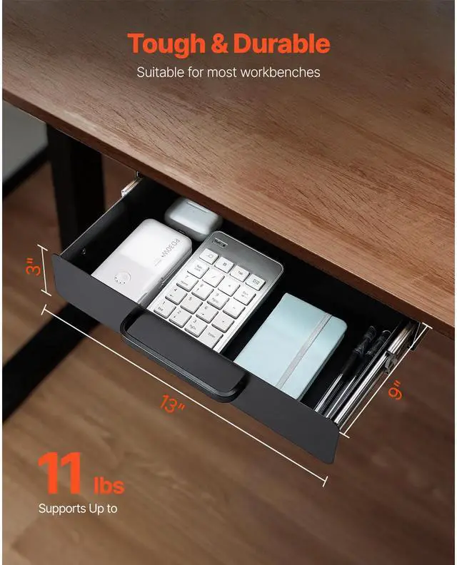 Alt view image 2 of 7 - VEVOR 13 in Under Desk Drawer Organizer Slide-out Drawer Space Saver for Home Office