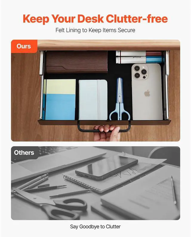 Alt view image 6 of 7 - VEVOR 13 in Under Desk Drawer Organizer Slide-out Drawer Space Saver for Home Office
