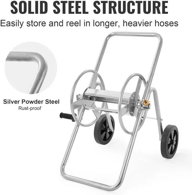 Alt view image 3 of 7 - Water Hose Reel Cart, 175/230 ft High-Pressure Garden Hose Cart, Hoses Reel Carts with Two Wheels, Handle & Heavy-Duty Mesh Storage Basket, Portable Hoses Reels for Garden Watering, Car Washing