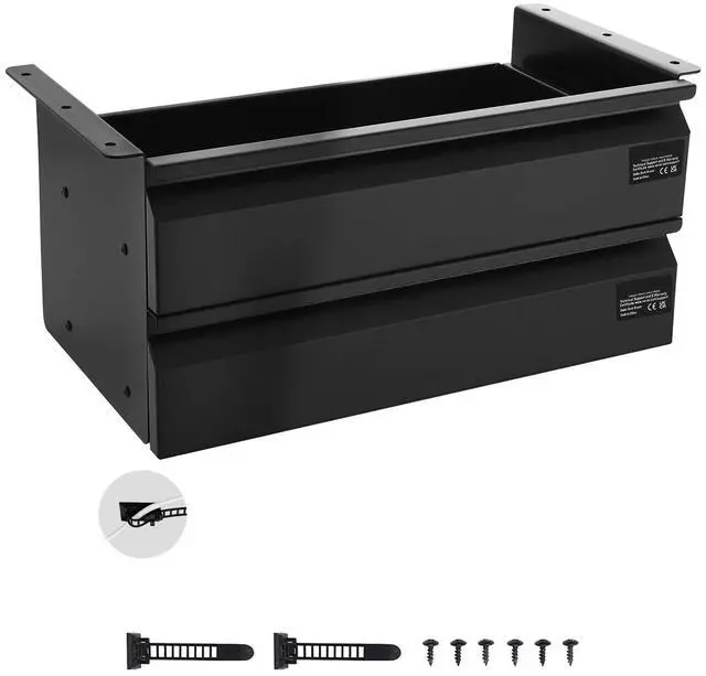 Main image of VEVOR 16" Wide Under Desk Drawer Slide Out, Under Desk Mounted Pull-out Drawer Attachment, Hidden Desktop 2 Layer Storage Organizer, Under Table Pencil Drawer for Home Sit Stand Workstation, 18x9x8 in