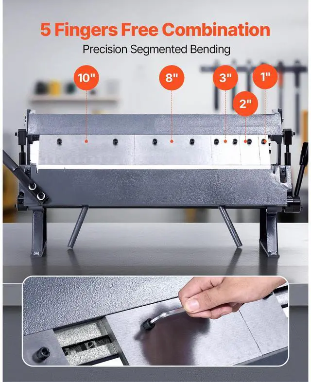 Alt view image 4 of 14 - Box and Pan Brake, 24 in Sheet Metal Bending Brake,16-Gauge Mild Steel Capacity, 0-135 Degree Adjustable, Metal Bender Machine with 5 Fingers, Heavy-Duty Aluminum Folder for Precise Bending