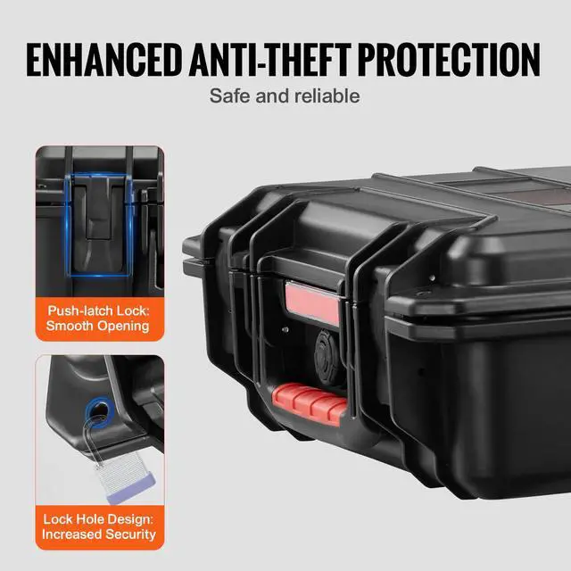 Alt view image 5 of 7 - Weatherproof Hard Case, Heavy Duty Protective Dry Box Case with Pre-cut Foam, and Retractable Pull Handles for Travel, Hunting, Military, Tactical, IP67 Waterproof Case for Cameras (40x32x16.6)