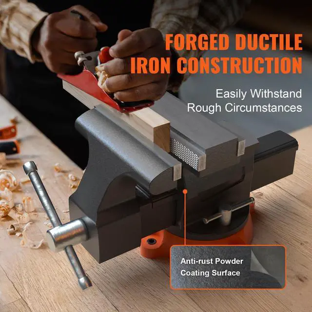 Alt view image 2 of 7 - VEVOR 6.5" Bench Vise w/ 360Swivel Locking Base & Two-way Jaw Ductile Iron