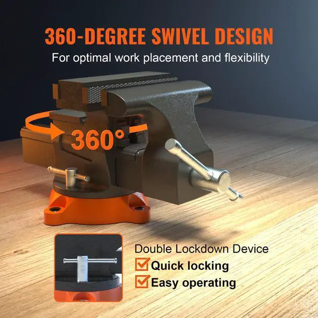 Alt view image 5 of 7 - VEVOR 6.5" Bench Vise w/ 360Swivel Locking Base & Two-way Jaw Ductile Iron