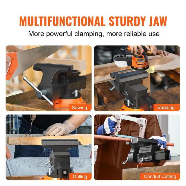 Alt view image 6 of 7 - VEVOR 6.5" Bench Vise w/ 360Swivel Locking Base & Two-way Jaw Ductile Iron