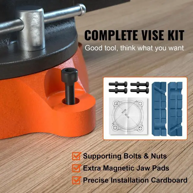 Alt view image 4 of 7 - VEVOR 6.5" Bench Vise w/ 360Swivel Locking Base & Two-way Jaw Ductile Iron